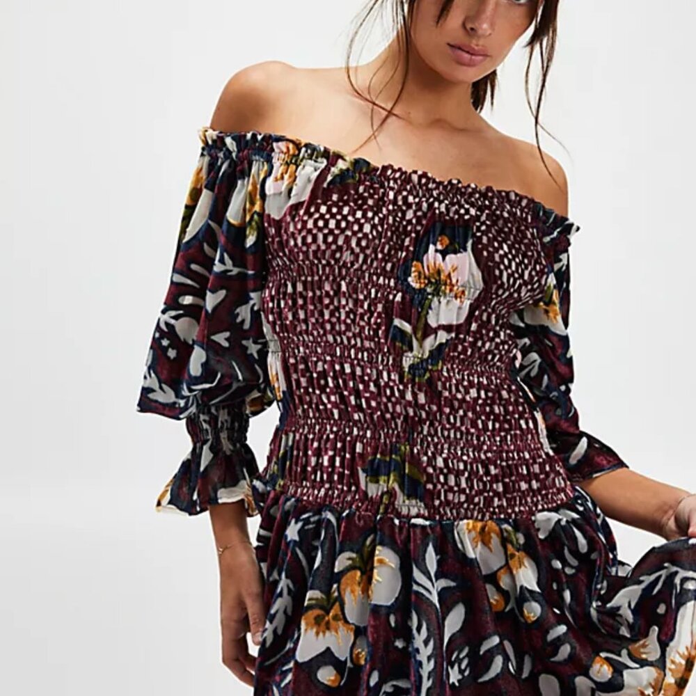 Free People | Bali Aveline Velvet Mini Dress | L